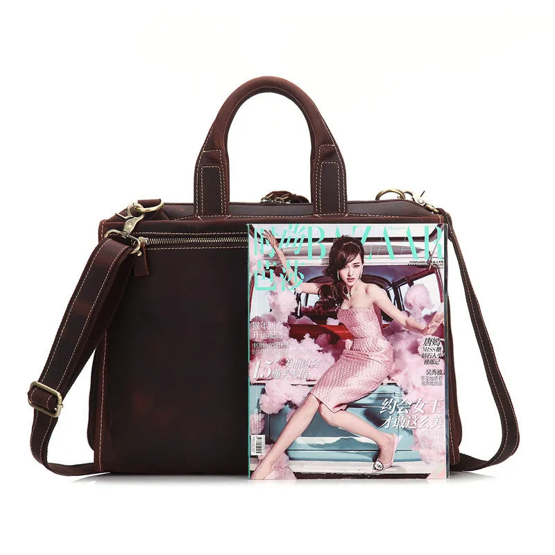 Vintage Leather Men Briefcase Work Bag Business Bag Laptop Bag For Men