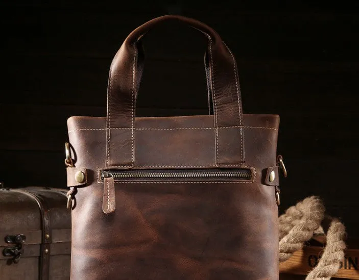 Vintage Leather Men Handbag Briefcase Shoulder Bag Work Bag For Men