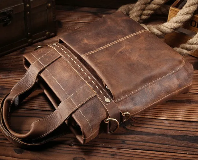Vintage Leather Men Handbag Briefcase Shoulder Bag Work Bag For Men