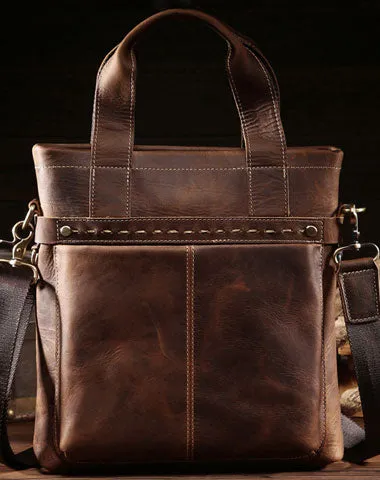 Vintage Leather Men Handbag Briefcase Shoulder Bag Work Bag For Men