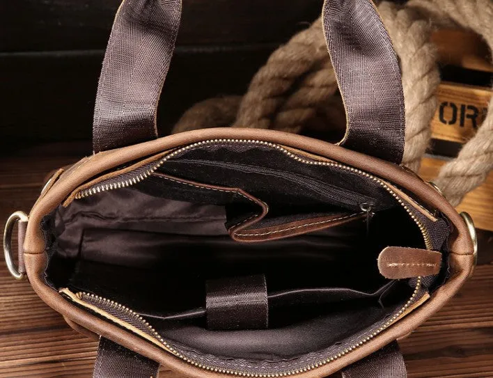 Vintage Leather Men Handbag Briefcase Shoulder Bag Work Bag For Men