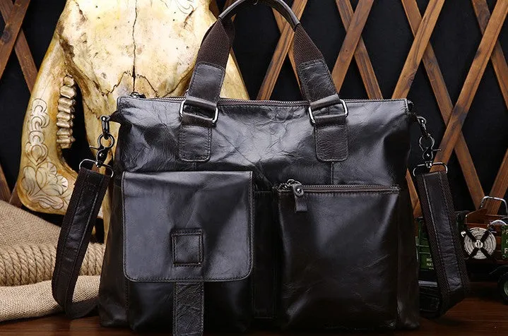 Vintage Leather Mens Briefcase Business Bag Work Bag For Men