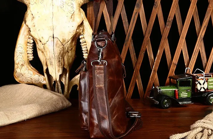 Vintage Leather Mens Briefcase Business Bag Work Bag For Men