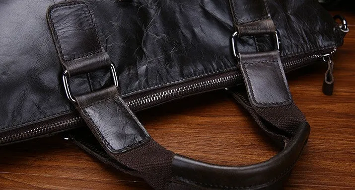 Vintage Leather Mens Briefcase Business Bag Work Bag For Men