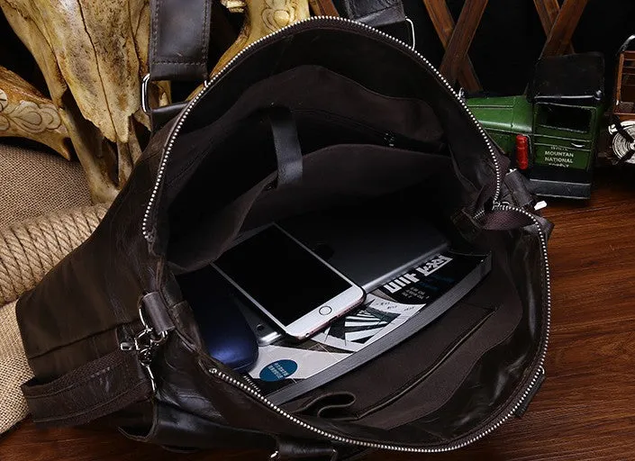 Vintage Leather Mens Briefcase Business Bag Work Bag For Men