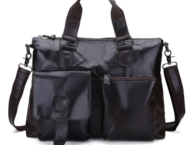 Vintage Leather Mens Briefcase Business Bag Work Bag For Men