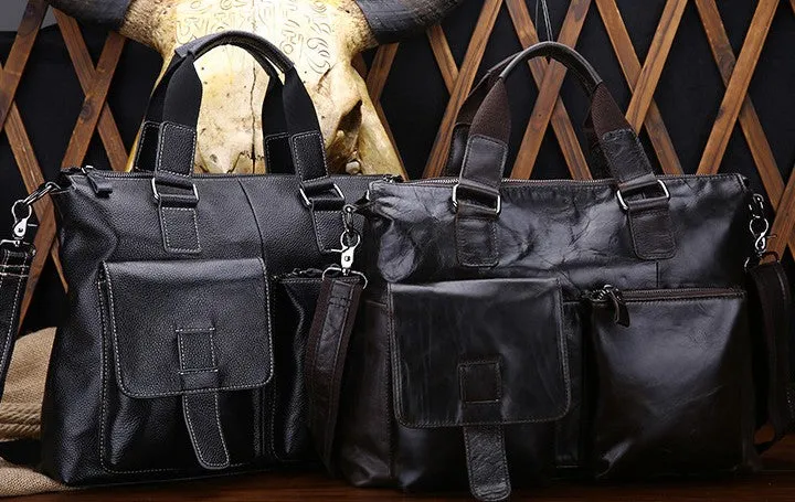 Vintage Leather Mens Briefcase Business Bag Work Bag For Men
