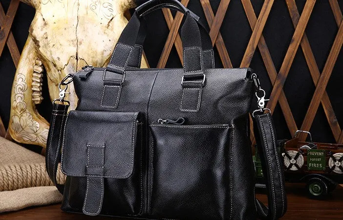 Vintage Leather Mens Briefcase Business Bag Work Bag For Men