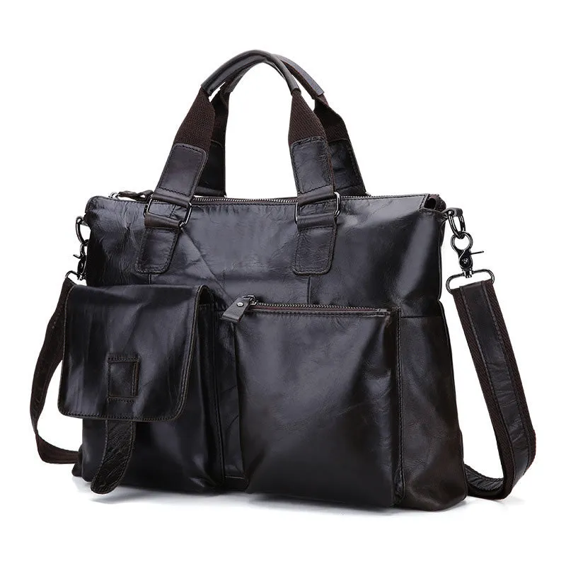 Vintage Leather Mens Briefcase Business Bag Work Bag For Men
