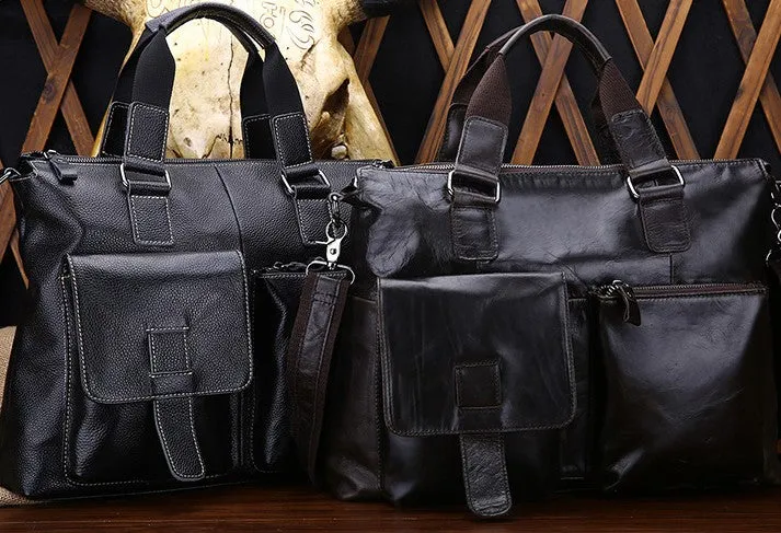 Vintage Leather Mens Briefcase Business Bag Work Bag For Men