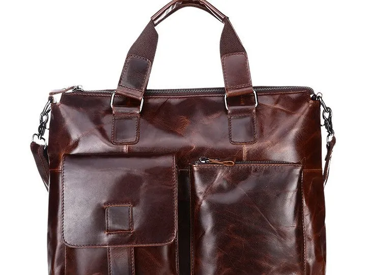 Vintage Leather Mens Briefcase Business Bag Work Bag For Men