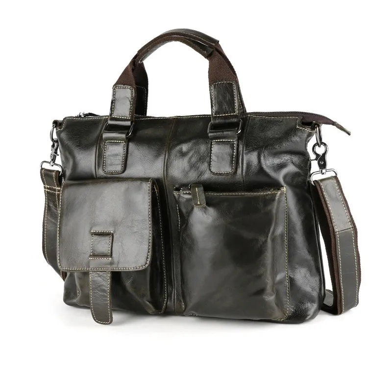 Vintage Leather Mens Briefcase Business Bag Work Bag For Men