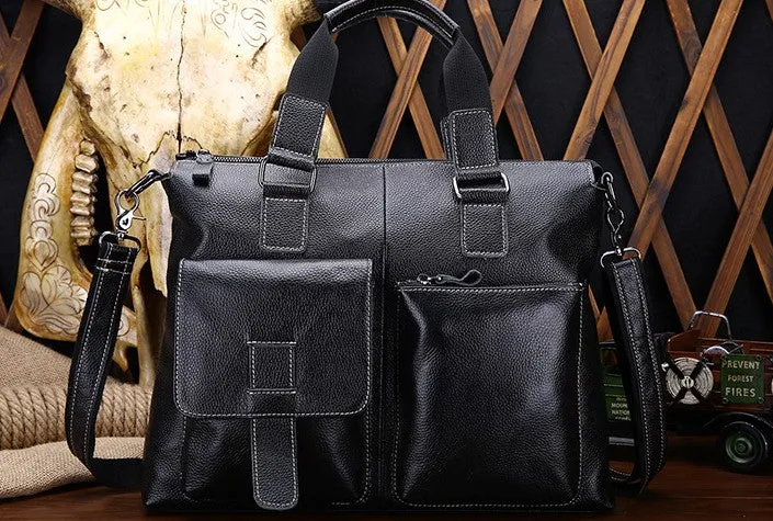 Vintage Leather Mens Briefcase Business Bag Work Bag For Men