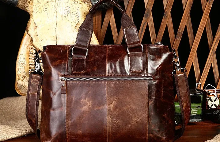Vintage Leather Mens Briefcase Business Bag Work Bag For Men