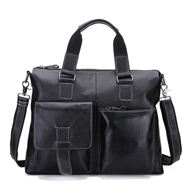 Vintage Leather Mens Briefcase Business Bag Work Bag For Men
