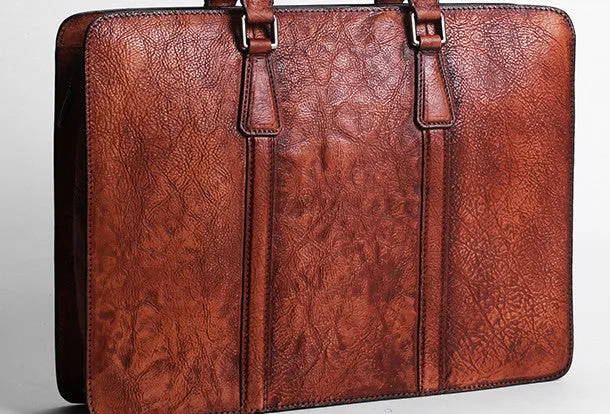 Vintage Leather mens Briefcase Handbag Shoulder Bag Business Bag for Men