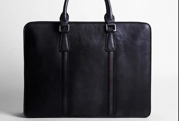 Vintage Leather mens Briefcase Handbag Shoulder Bag Business Bag for Men