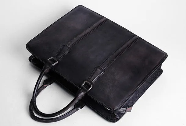 Vintage Leather mens Briefcase Handbag Shoulder Bag Business Bag for Men