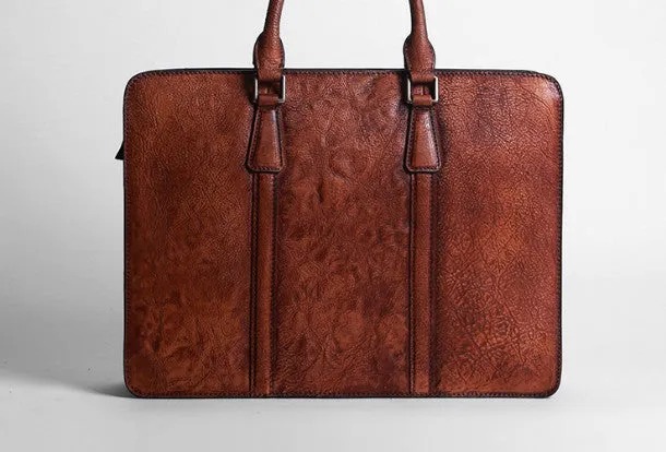 Vintage Leather mens Briefcase Handbag Shoulder Bag Business Bag for Men