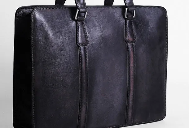 Vintage Leather mens Briefcase Handbag Shoulder Bag Business Bag for Men