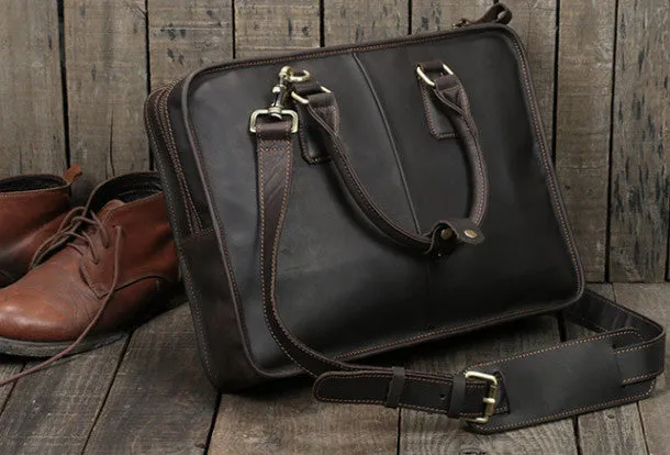 Vintage leather mens Briefcase laptop Briefcase Shoulder bag for Men