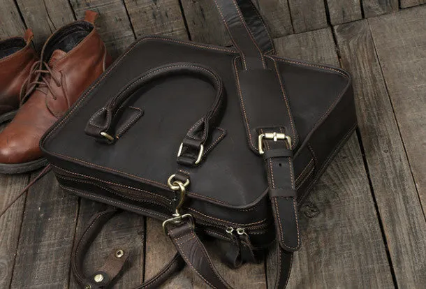 Vintage leather mens Briefcase laptop Briefcase Shoulder bag for Men
