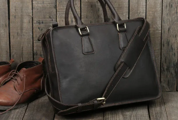 Vintage leather mens Briefcase laptop Briefcase Shoulder bag for Men
