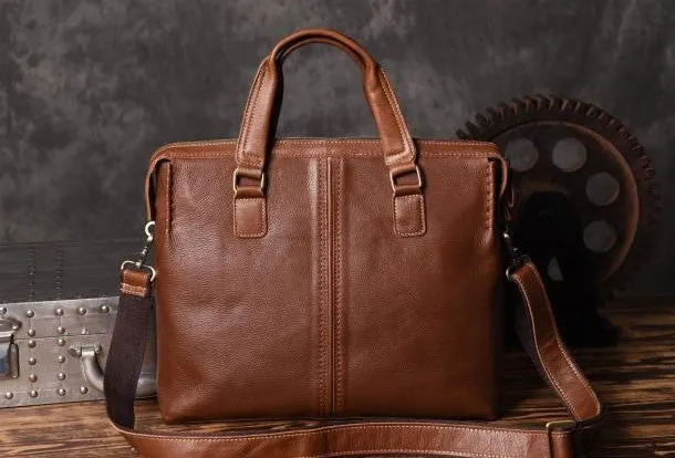 Vintage leather mens Briefcase vintage work bag business bag laptop bag for men