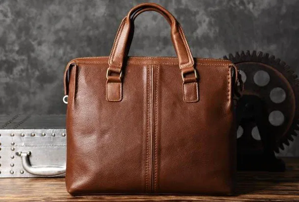 Vintage leather mens Briefcase vintage work bag business bag laptop bag for men