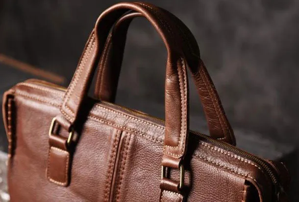 Vintage leather mens Briefcase vintage work bag business bag laptop bag for men
