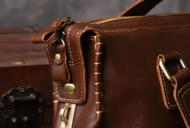 Vintage leather mens Briefcase vintage work bag business bag laptop bag for men