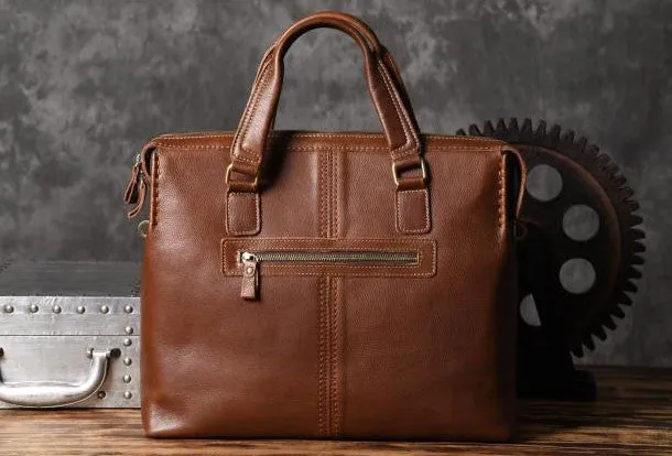 Vintage leather mens Briefcase vintage work bag business bag laptop bag for men