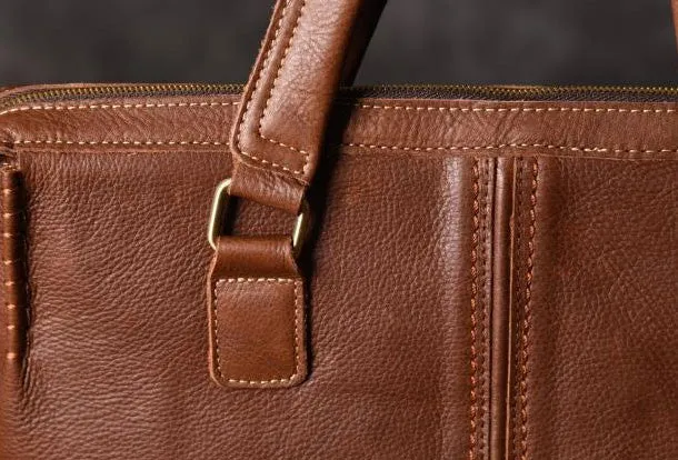 Vintage leather mens Briefcase vintage work bag business bag laptop bag for men