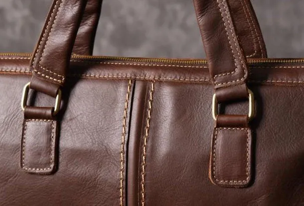 Vintage leather mens Briefcase vintage work bag business bag laptop bag for men