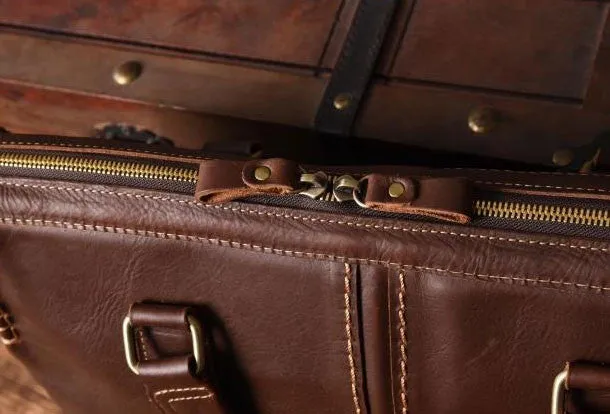 Vintage leather mens Briefcase vintage work bag business bag laptop bag for men
