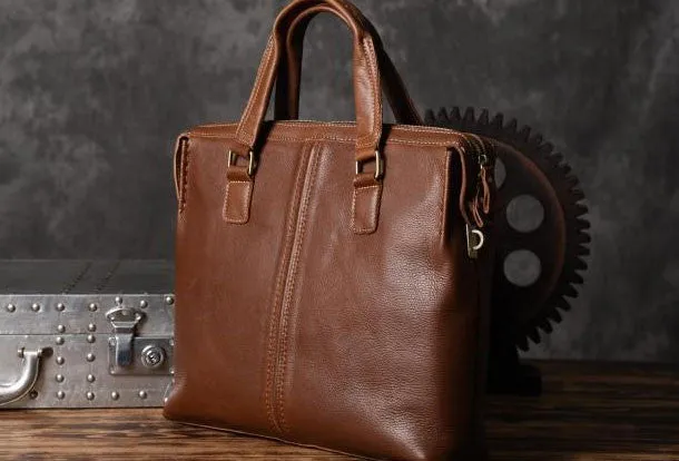 Vintage leather mens Briefcase vintage work bag business bag laptop bag for men