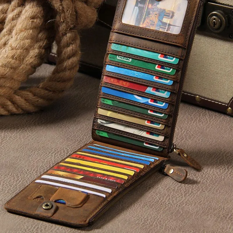 Vintage Leather Mens Card Wallet for Men Long Wallet for Men