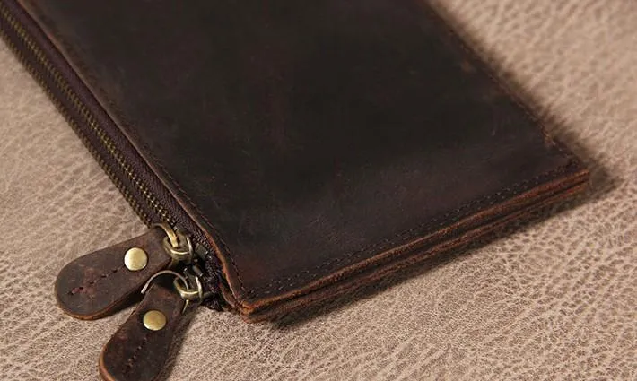 Vintage Leather Mens Card Wallet for Men Long Wallet for Men