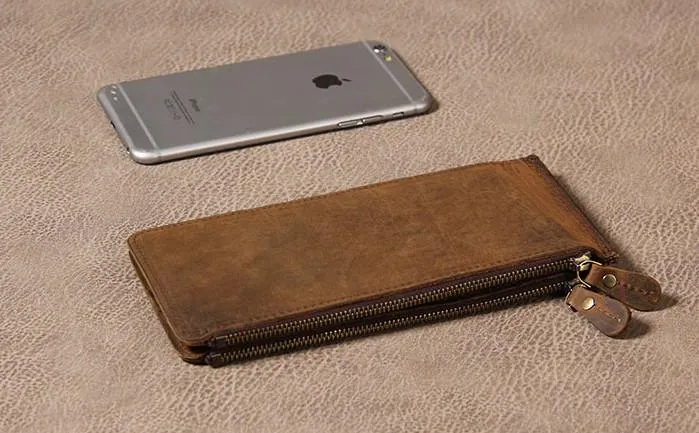Vintage Leather Mens Card Wallet for Men Long Wallet for Men