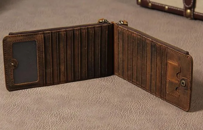 Vintage Leather Mens Card Wallet for Men Long Wallet for Men