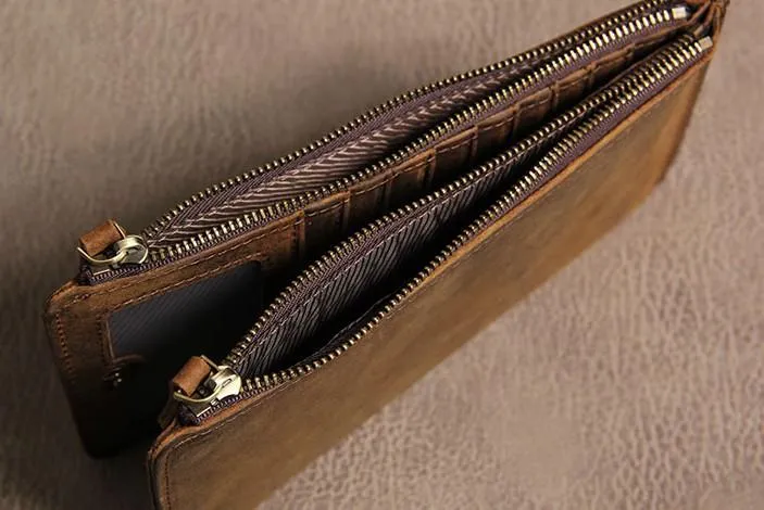 Vintage Leather Mens Card Wallet for Men Long Wallet for Men