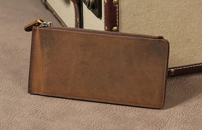 Vintage Leather Mens Card Wallet for Men Long Wallet for Men