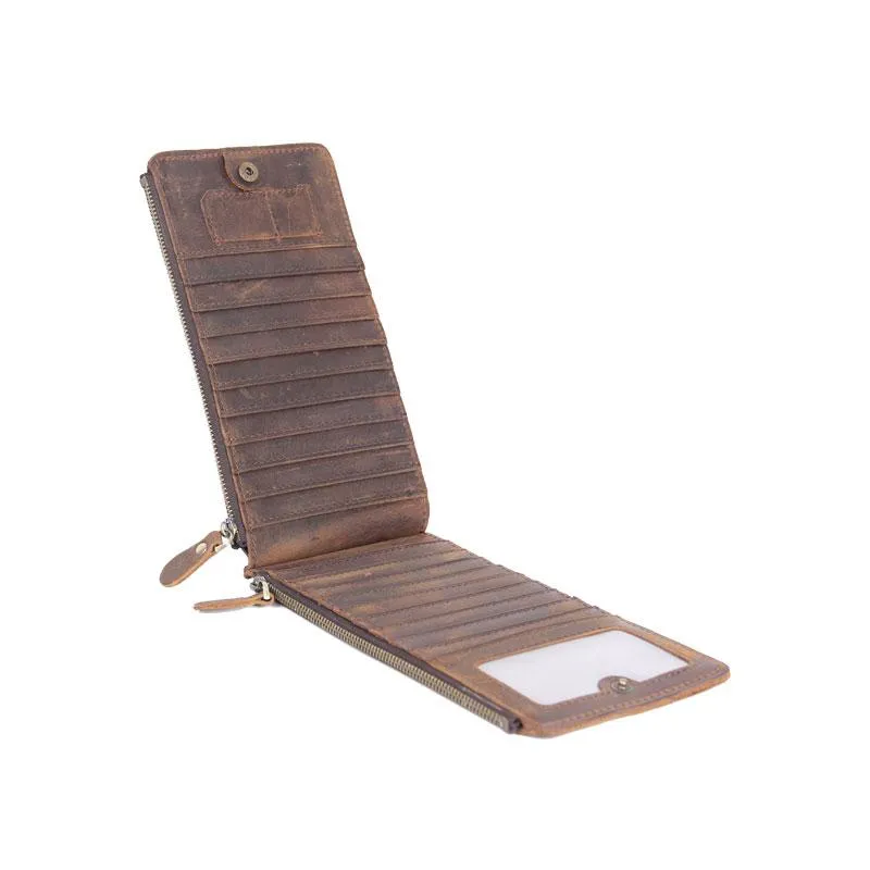 Vintage Leather Mens Card Wallet for Men Long Wallet for Men