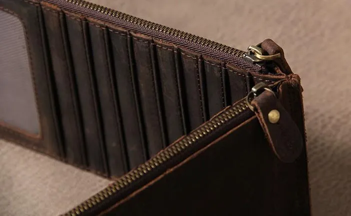 Vintage Leather Mens Card Wallet for Men Long Wallet for Men