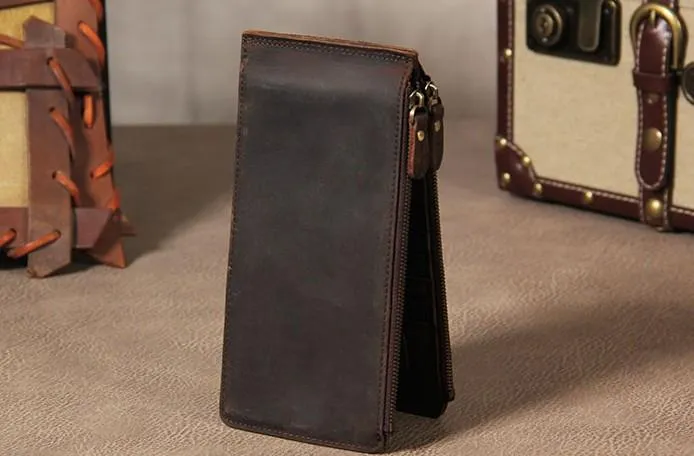 Vintage Leather Mens Card Wallet for Men Long Wallet for Men