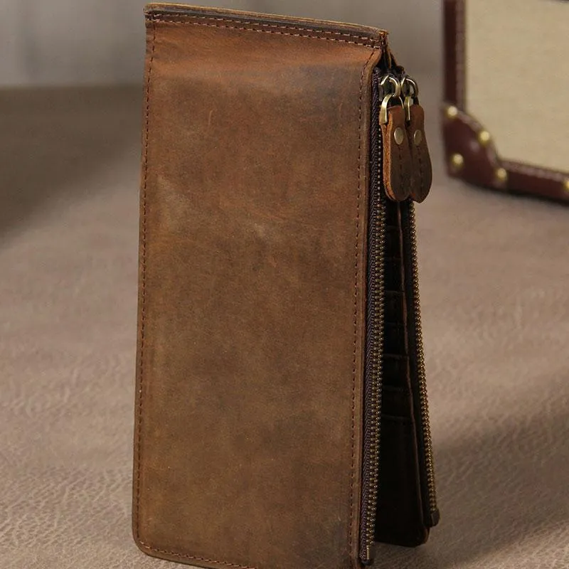 Vintage Leather Mens Card Wallet for Men Long Wallet for Men