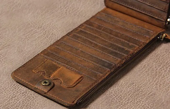 Vintage Leather Mens Card Wallet for Men Long Wallet for Men