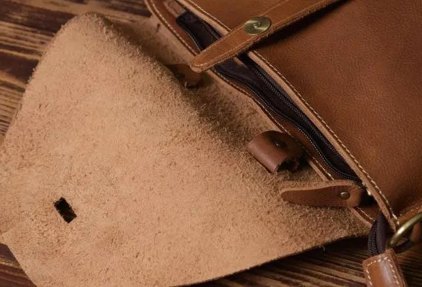 Vintage leather mens Small Messenger bag Shoulder Laptop bag Briefcases