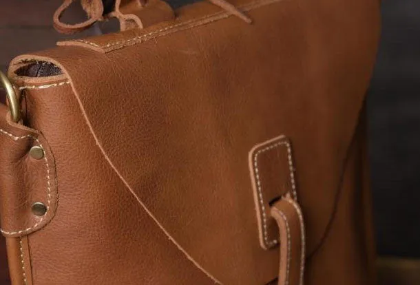 Vintage leather mens Small Messenger bag Shoulder Laptop bag Briefcases