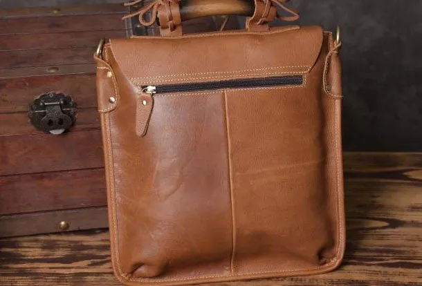 Vintage leather mens Small Messenger bag Shoulder Laptop bag Briefcases